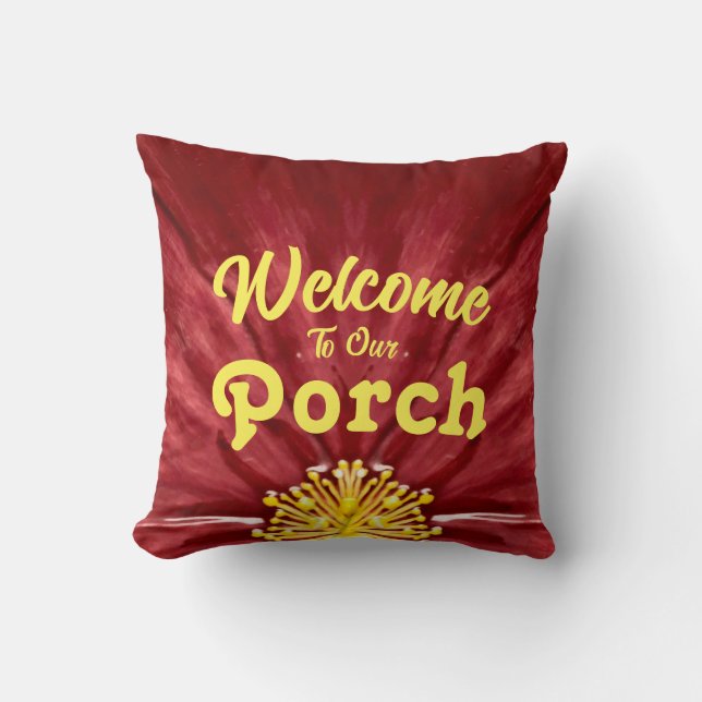 Cojín Decorativo Bienvenidos A Nuestro Porche / Roca / Original / (Anverso)