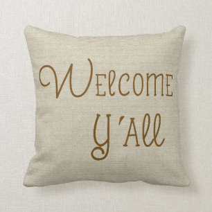 Cojín Decorativo Bienvenidos a todos nombre personalizado con aspec