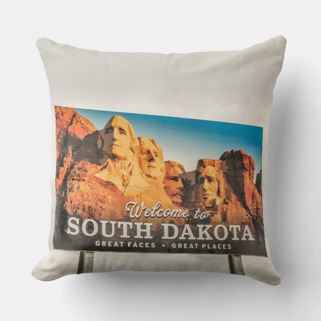 Cojín Decorativo Bienvenidos al Rótulo Dakota del Sur (Anverso)