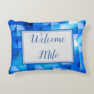 COJÍN DECORATIVO BIENVENIDOS CELESTIALES AZULES DE PAPEL AZUL BEBÉ 