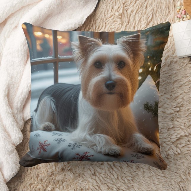 Cojín Decorativo Biewer Terrier With Christmas Lights Holiday (Manta)