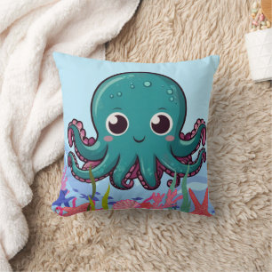 Cojín Decorativo Big Baby Kawaii Blue Octopus