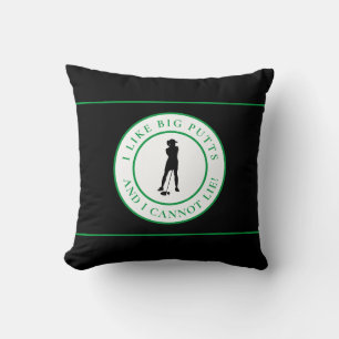 Cojín Decorativo Big Putts Funny Lady Golf Moderno Black Green Cute