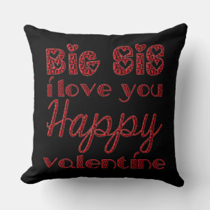 Cojín Decorativo Big Sis I Love You Cute Cupid Typography Valentine