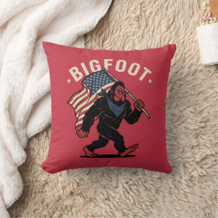 Cojín Decorativo Bigfoot Bandera Americana Patriótico Retro 4 de Ju