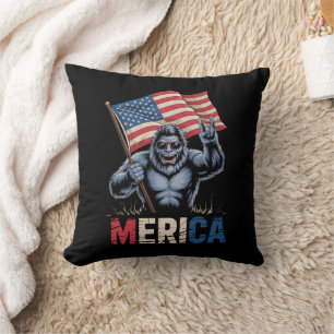 Cojín Decorativo Bigfoot Merica Roca Bandera Americana Patriótica