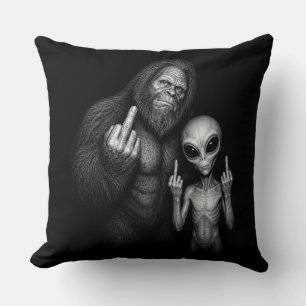 Cojín Decorativo Bigfoot Sasquatch Alien Espacial Dedo Medio