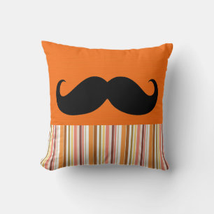 Cojín Decorativo Bigote Negro Divertido   Rayas Retro