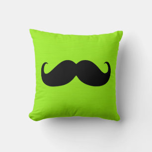 Cojín Decorativo Bigote negro sobre fondo verde