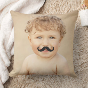 Cojín Decorativo Bigote Sr. Negro Movible Foto Divertida