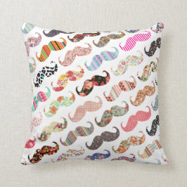 Cojín Decorativo Bigotes coloridos femeninos divertidos de los