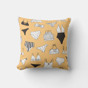 Cojín Decorativo Bikini tropical: Patrón de verano dibujado a mano