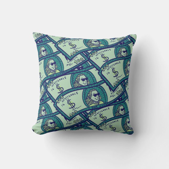 Cojín Decorativo Billetes de dólar: Patrón de dinero sin costuras (Anverso)