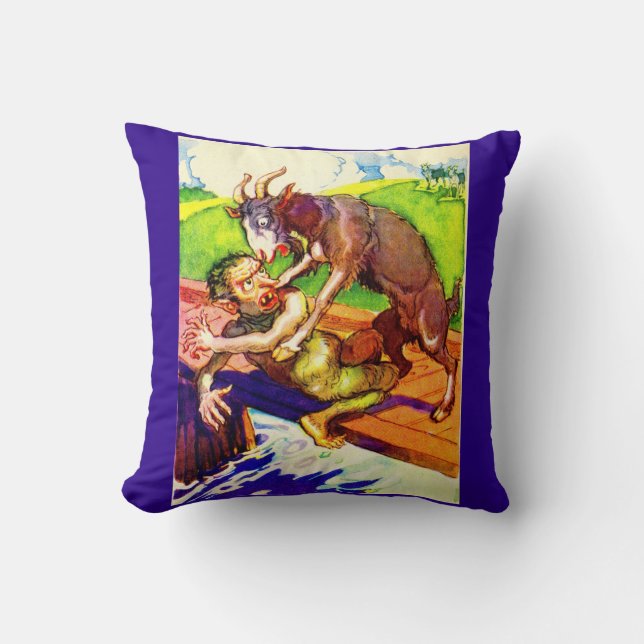 Cojín Decorativo billy goat gruff y troll print (Anverso)