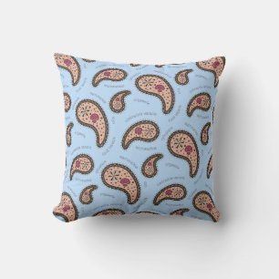 Cojín Decorativo Biología Ciencia Paramecia Paisley Azul