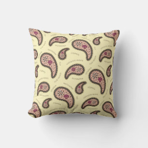Cojín Decorativo Biología de Paramecia Paisley Amarillo Ciencia
