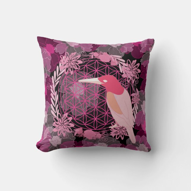 Cojín Decorativo Bird flower of life (Anverso)