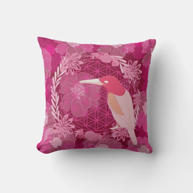 Cojín Decorativo Bird flower of life (Anverso)