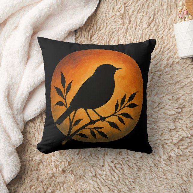 Cojín Decorativo Bird Silhouette Over Full Moon (Manta)