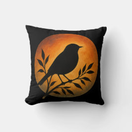 Cojín Decorativo Bird Silhouette Over Full Moon