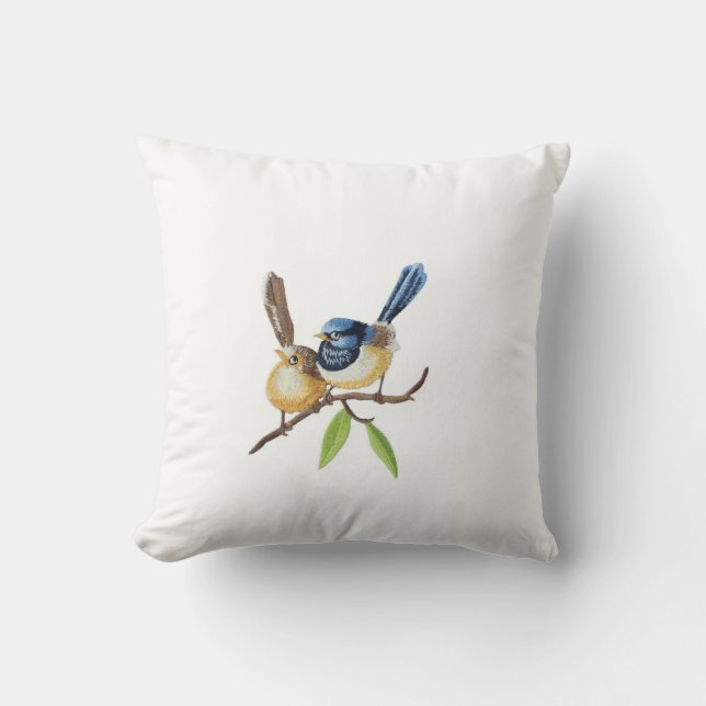Cojín Decorativo Bird  throw pillows imitating embroidery effects (Anverso)