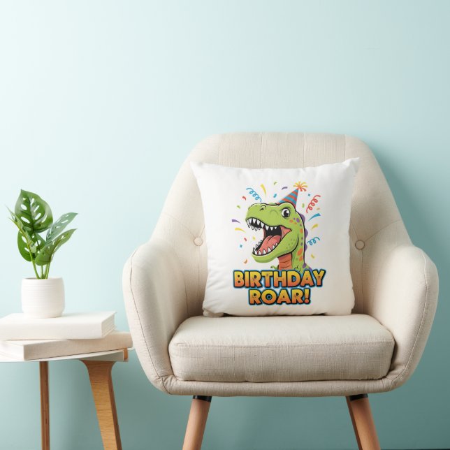 Cojín Decorativo Birthday Roar Cute Dinosaur Birthday Party Design (Silla)