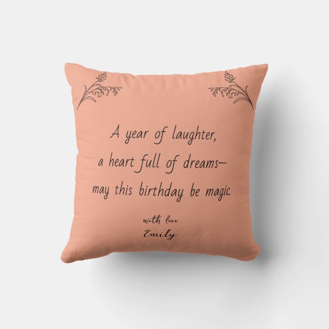 Cojín Decorativo Birthday Throw Pillow with Photo & Message (Reverso)