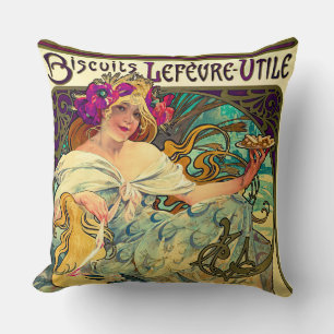 Cojín Decorativo Biscuits Lefevre-Utile de Alphonse Mucha (1896)