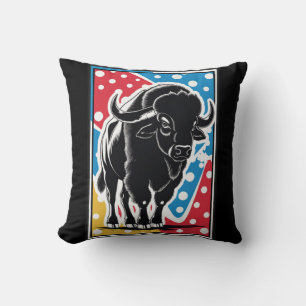 Cojín Decorativo Bison - Búfalo Pop Art Vintage Retro