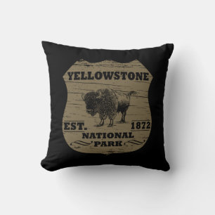 Cojín Decorativo Bison Vintage Parque Nacional Yellowstone