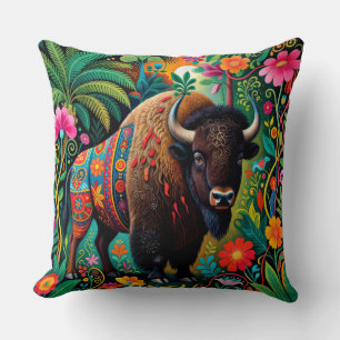 Cojín Decorativo Bisonte Búfalo Animal Poderoso