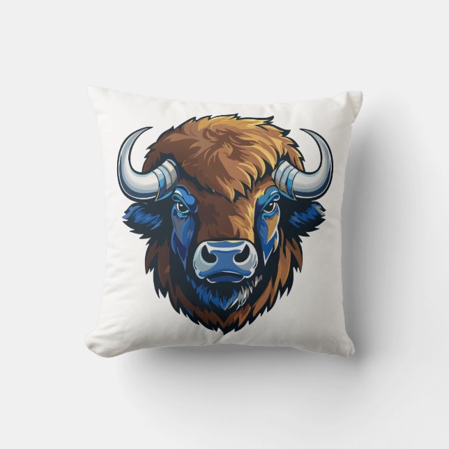 Cojín Decorativo bisonte de cuernos grandes (Anverso)