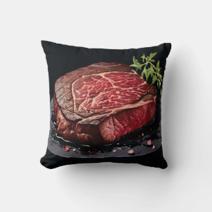 Cojín Decorativo Bistec de Costilla Crudo en Primer Plano