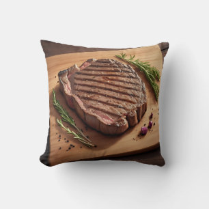 Cojín Decorativo Bistec Ribeye a la Parrilla con Romero