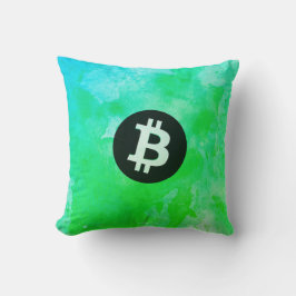 Cojín Decorativo Bitcoin Acuarela (Estilo $ - Green Day)