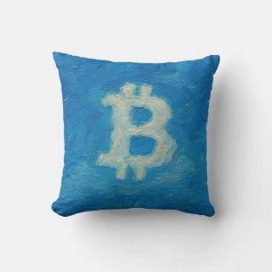 Cojín Decorativo Bitcoin Cielo Azul (Óleo, Estilo: 2)