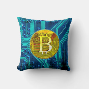 Cojín Decorativo Bitcoin de criptodivisa y placa de circuito