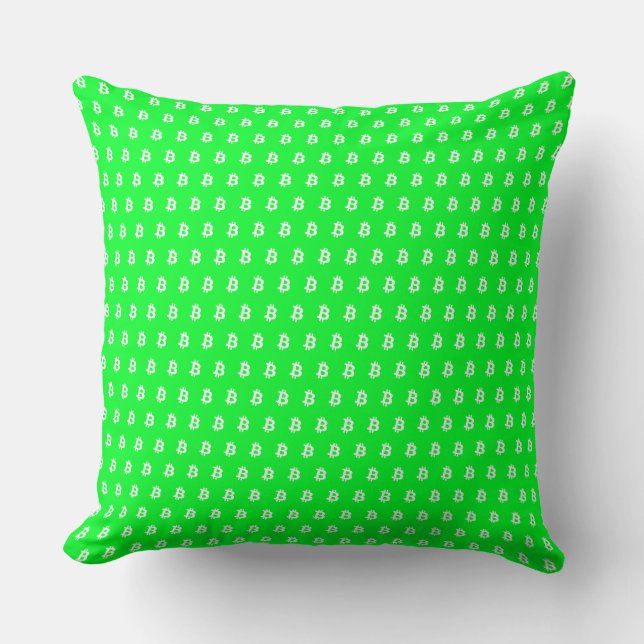 Cojín Decorativo Bitcoin Verde Brillante (Anverso)