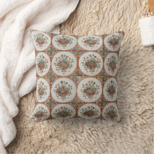 Cojín Decorativo Bla de tela estampada con baldosas de terracota fl