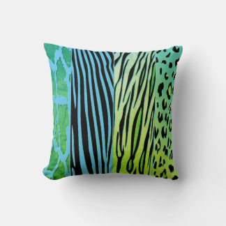 Cojín Decorativo Black And Blue Animal Printed Zebra Stripe Pillow