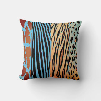 Cojín Decorativo Black And Blue Animal Printed Zebra Stripe Pillow