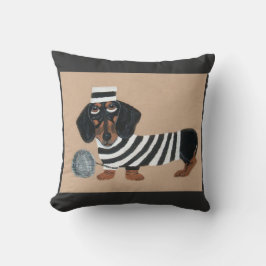 Cojín Decorativo Black and Brown Dachshund Treat Thief Jailbird
