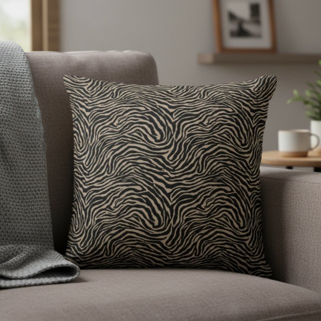 Cojín Decorativo Black and Light Cream Zebra Pattern Decorative (Zebra print throw pillow. Classic and cozy!)