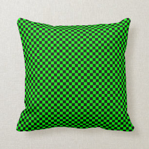 Cojín Decorativo Black and Lime Green Checkered