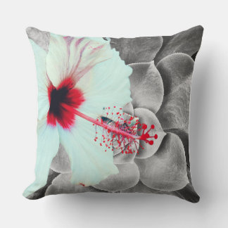 Cojín Decorativo Black and Red Hibiscus Wall Art Print 
