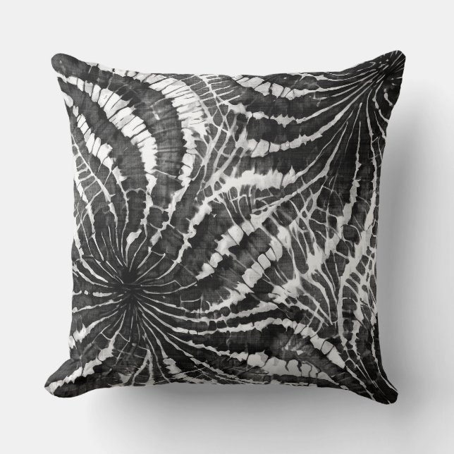 Cojín Decorativo black and white abstract tie dye pattern (Anverso)