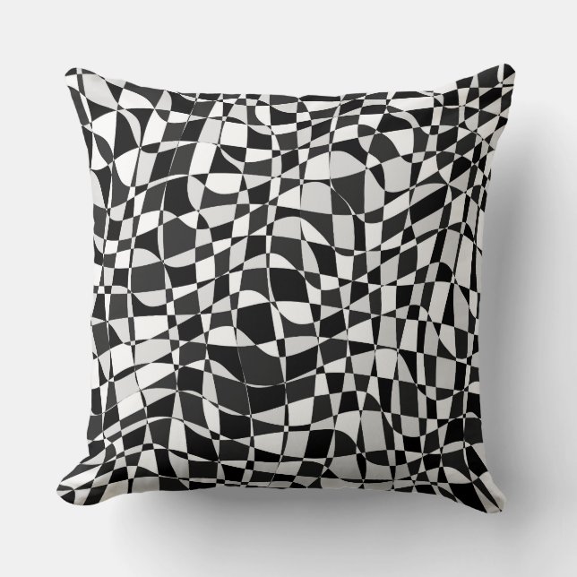 Cojín Decorativo Black and White Checkered Warp Pattern (Anverso)