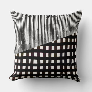 Cojín Decorativo Black and White Geometric Abstract Glitch 