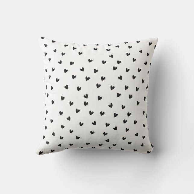 Cojín Decorativo Black and White Hearts Pattern Monochrome (Reverso)