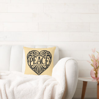 COJÍN DECORATIVO BLACK AND WHITE PEACE HEART